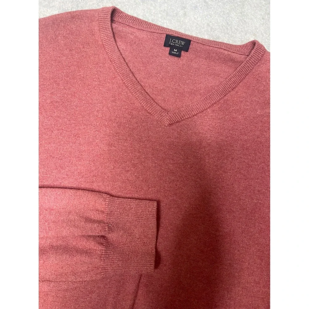 J.Crew Mens V-Neck Sweater Rose Pink Cotton Cashmere Blend Size‎ M